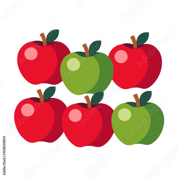 Fototapeta Red-Green-Apples-Image-Fruit-Pattern-Healthy-Food-Nutritious-Snacks-Yummy-Fresh-Produce-Vector-Graphics-Design-Colorful-Pattern-Apple-Picture