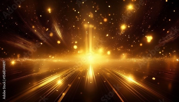 Fototapeta sparkling golden lights background shimmering particles abstract design