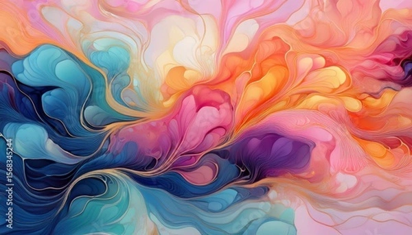 Fototapeta abstract ink in water fluid color diffusion ethereal and soft seamless