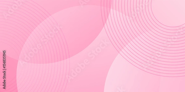 Fototapeta Minimalist banner background pastel pink and white gradations. Circle effect style geometric, abstract background. Eps 10.