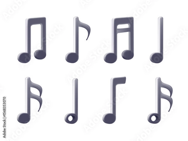 Fototapeta Music notes icon set. Musical key symbols. Music notes symbol 3D render vector illustration. Vector illustration