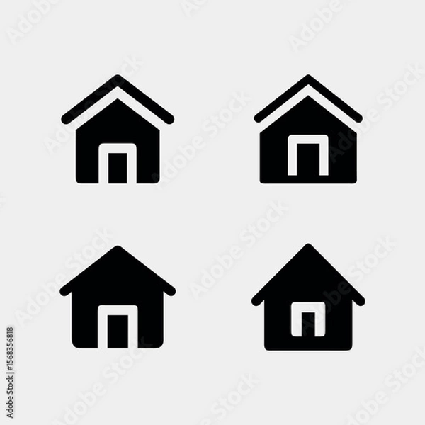 Fototapeta Simple Home Icon Set Four Variations of House Symbols for Design Projects