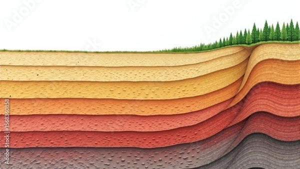Fototapeta Natural layers of colorful soil reveal the beauty of the earth's geology at a unique location during bright daylight hours