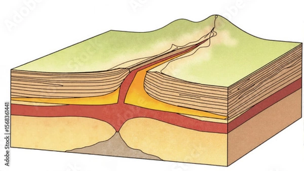 Fototapeta Understanding geological layers and formations in a scenic landscape