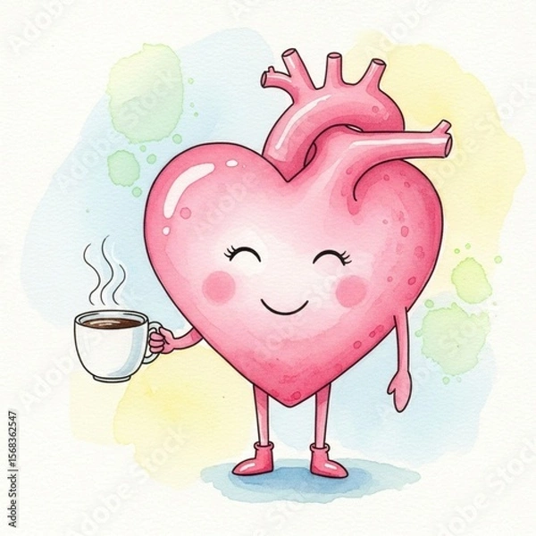 Fototapeta Adorable Heart Characters and Expressive Love Cups Overflowing with Emoticons and Colorful Joy — Ideal for Valentine’s Day, Romance, Digital Stickers, Greeting Cards, and Whimsical Art Projects