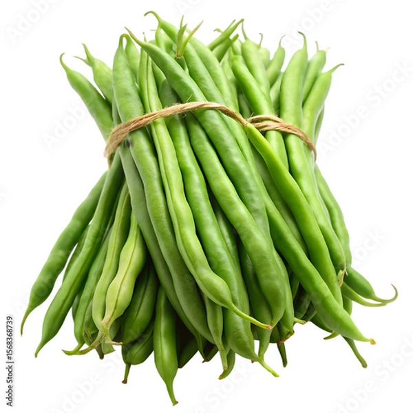 Fototapeta Fresh String Beans Isolated on White Background