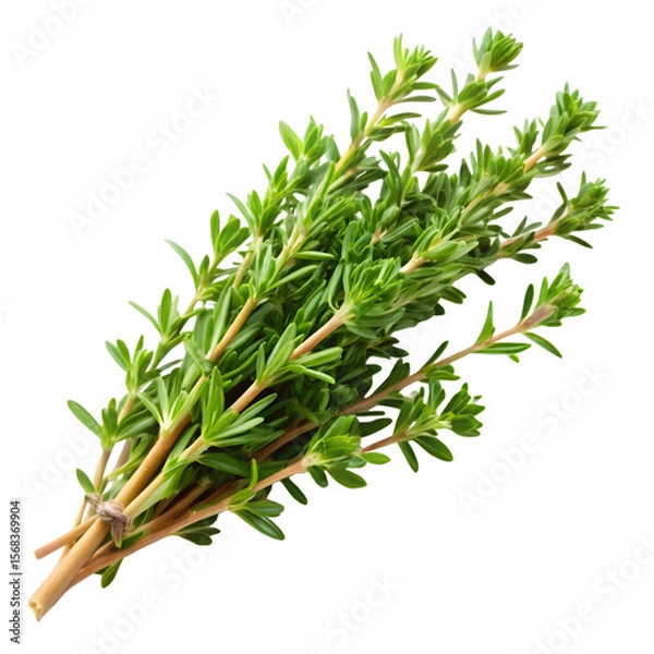 Fototapeta Fresh Thyme Branch Isolated on White Background