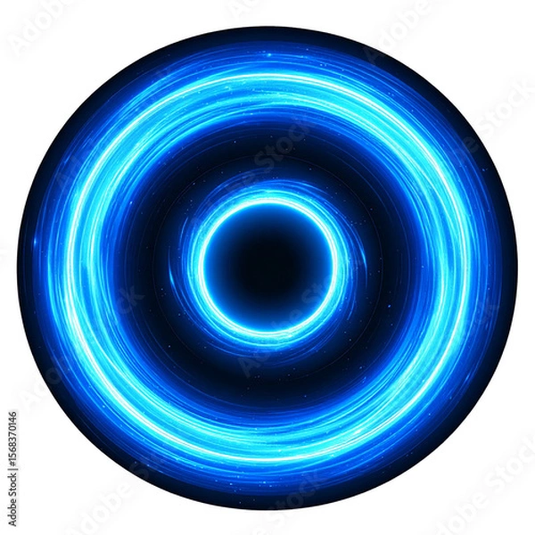 Fototapeta  Blue Glowing Circular Portal with Vortex Swirl Effect, Isolated on Transparent Background PNG