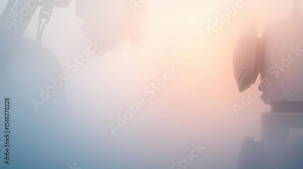 Obraz Robotics blurred in gradient and fog