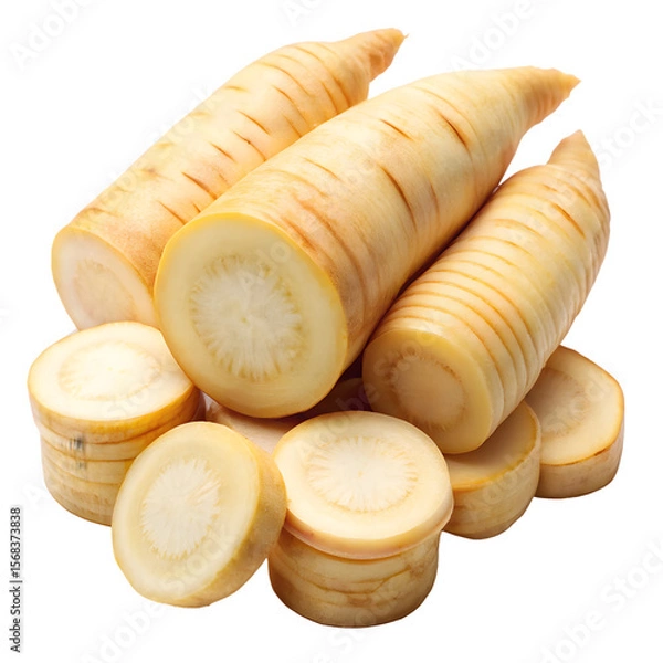 Fototapeta Sliced Parsnip Isolated on White Background