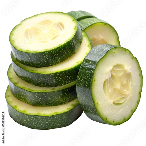 Fototapeta Zucchini Slices Isolated on White Background