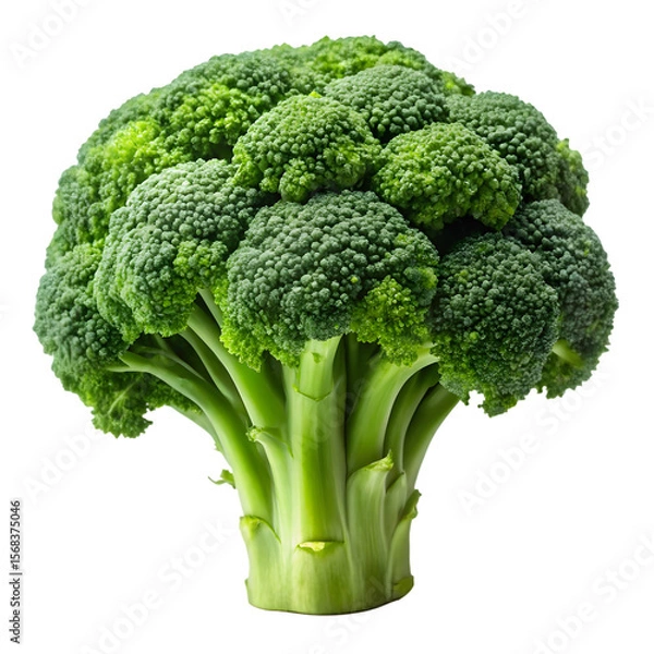 Fototapeta Whole Broccoli Head Isolated on White Background