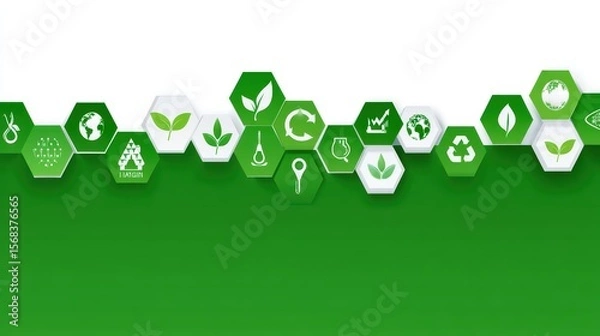 Fototapeta Green Sustainable Development Icons Representing Nature, Environment, and Renewable Energy Solutions for Eco-Friendly Practices