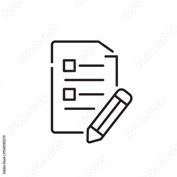 Obraz Exam icon, Checklist and Document Symbol Outline icon Transparent background