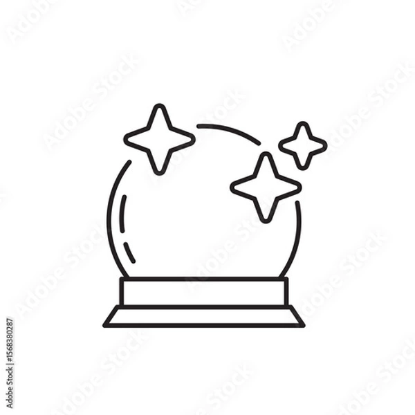 Obraz Crystal Ball Magic icon, Fortune ball Symbol Outline icon Transparent background