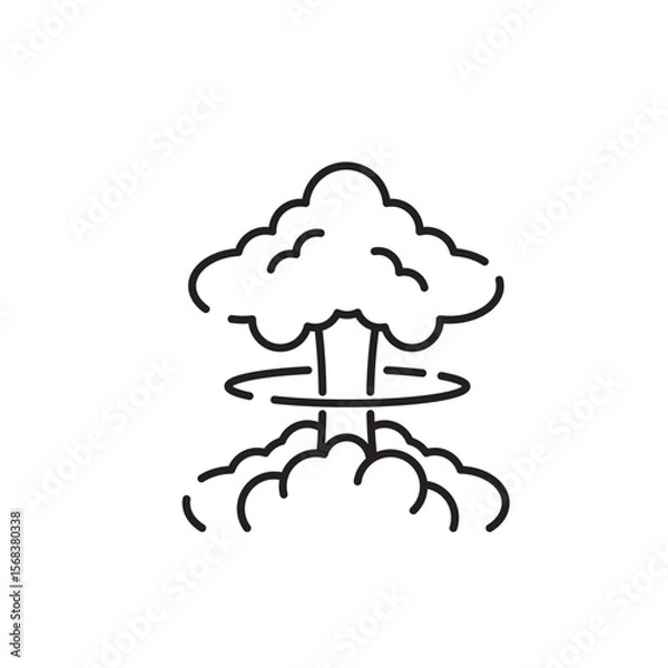 Obraz Mushroom cloud icon, Nuclear bomb Symbol Outline icon Transparent background