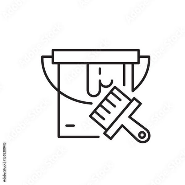 Obraz Paint bucket icon, Painter tool, Brush Symbol Outline icon Transparent background