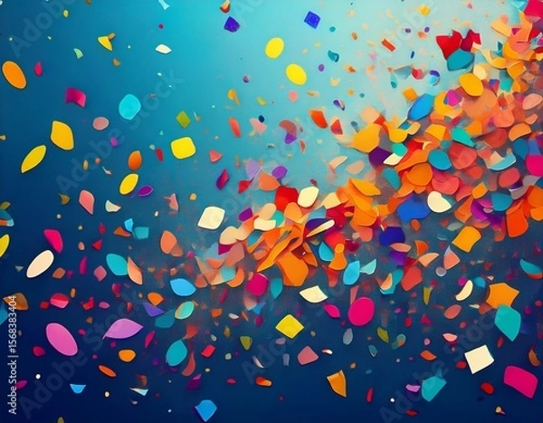Obraz colored confetti flying on blue background