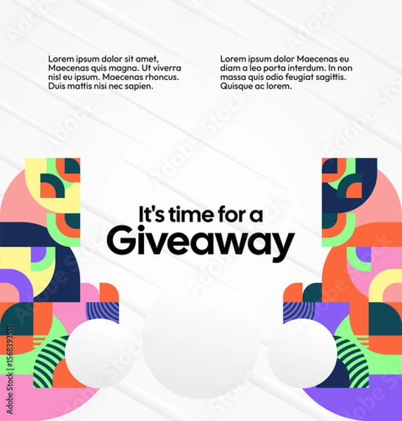 Fototapeta Design Announcement of Giveaway Prize Winners. Social media background with creative geometric art. Vector Illustration
