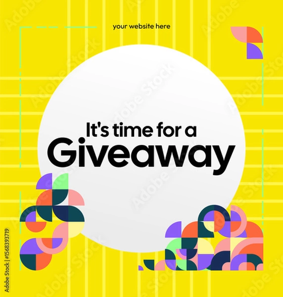 Fototapeta Design Announcement of Giveaway Prize Winners. Social media background with creative geometric art. Vector Illustration
