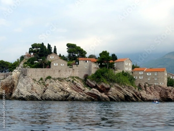 Obraz Stunning View of Sveti Stefan Island Resort in Montenegro Surrounded by Crystal Clear Waters