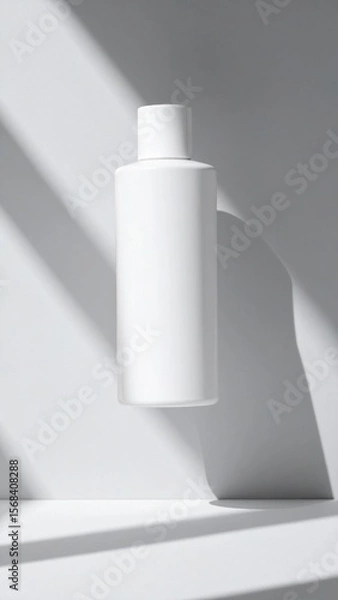 Obraz White Cylindrical Bottle Product Mockup with Sunlight Shadows