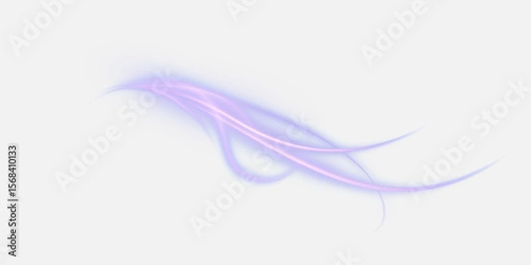 Fototapeta Magic bright comet with glowing purple and pink light trails, sparkling particles and soft curves on white background png.