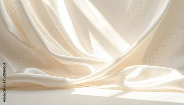 Fototapeta Cream Colored Fabric Draped in Soft Light