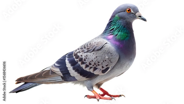 Fototapeta A gray pigeon bird isolated on transparent background