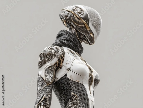 Obraz Futuristic humanoid robot model showcasing intricate design and advanced technology