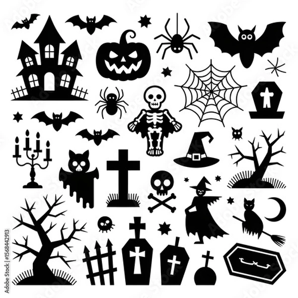 Obraz halloween icons set