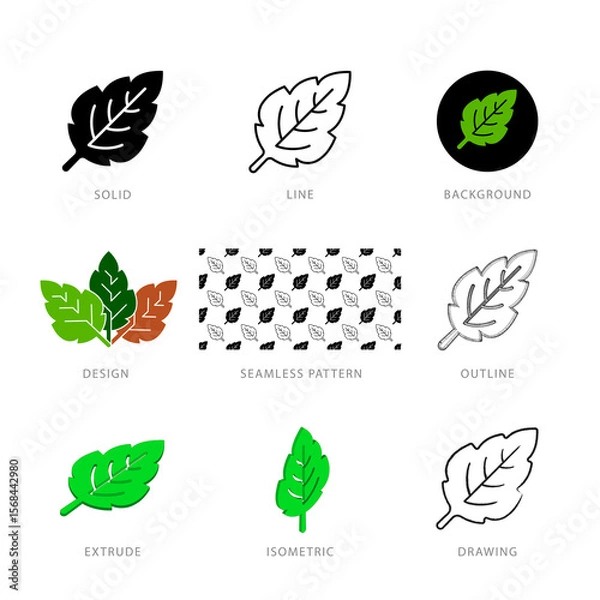 Fototapeta Each leaf icon has its own creative design, and each design can meet the needs of different jobs.