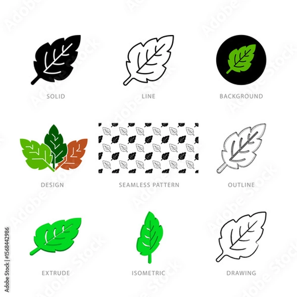 Fototapeta Each leaf icon has its own creative design, and each design can meet the needs of different jobs.