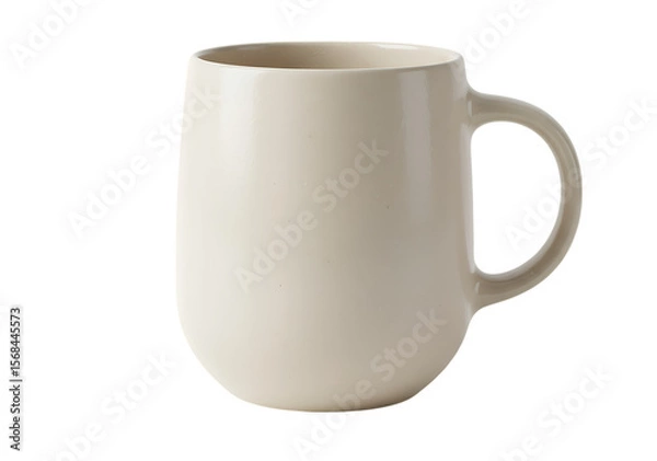 Fototapeta Off White Ceramic Coffee Mug with Rounded Shape isolated on a transparent background
