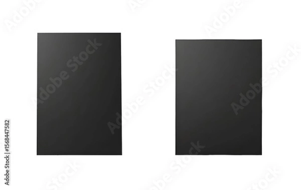 Fototapeta set of two Open set black leaflet paper poster template , paper sheet mockup. black poster mockup. on white background top view 
