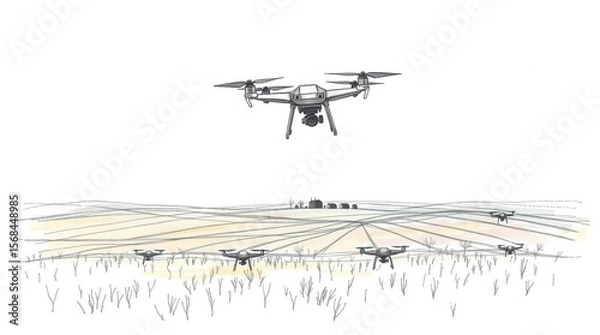 Obraz Drone Farming Illustration.