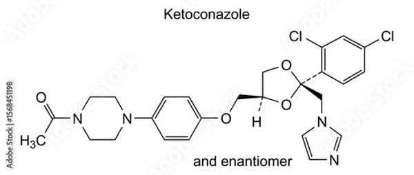 Obraz Chemical structure of ketoconazole, drug substance