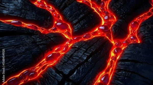 Fototapeta Ruby Veins: Subterranean Lava Flow of Riches
