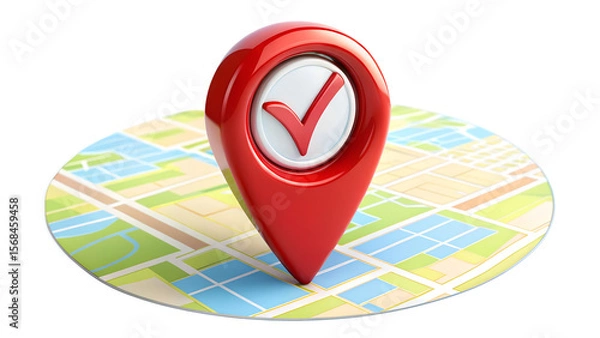 Obraz Map Pin With Check Mark Inside White Background
