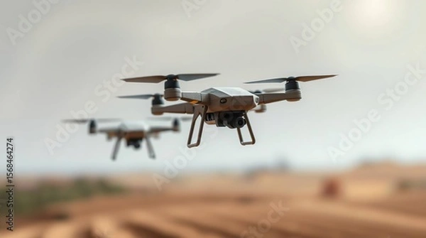 Obraz Drones hover above cultivated farmland