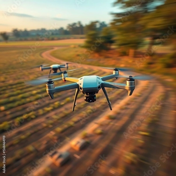 Obraz Drones Farming Field Sunrise.