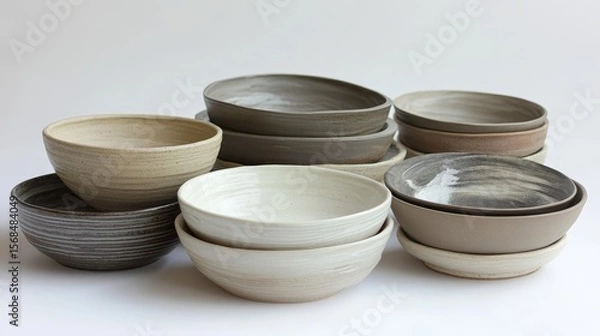 Fototapeta Creating plates and bowls from clay. How it's done.
