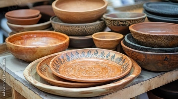 Fototapeta Creating plates and bowls from clay. How it's done.
