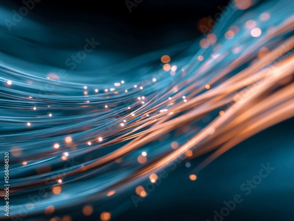 Fototapeta Abstract light streaks and glowing particles in motion