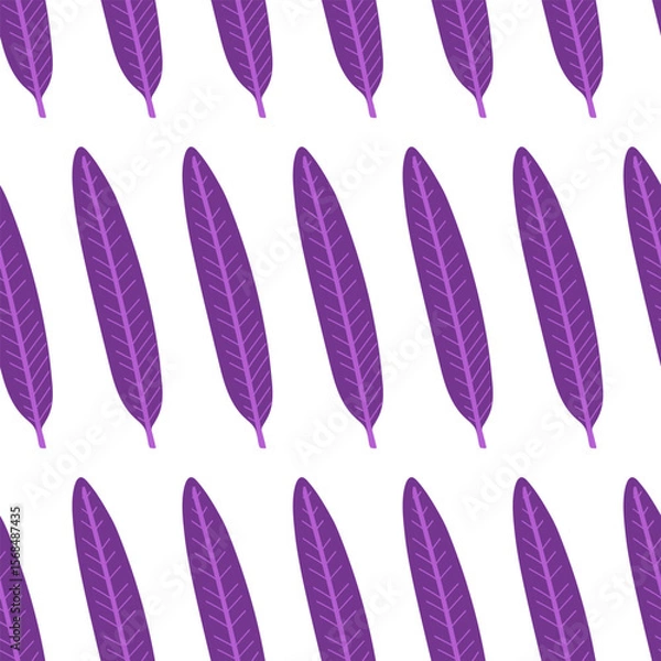Fototapeta Seamless vector pattern with stylized purple leaves. Hand drawn botanical motif in flat modern style. Perfect for textile design, packaging, wallpaper. Isolated, editable, repeatable tile.