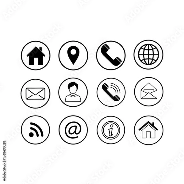 Fototapeta Business card contact information icons. Contact us icon - Phone, mail, fax, info, e-mail, support... vector. contact and web icons set. 
