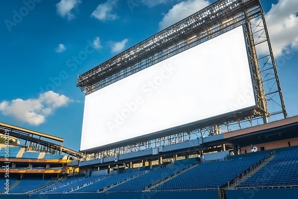 Fototapeta Expansive stadium billboard on a bright day creates exciting space for advertising, events, or announcements.