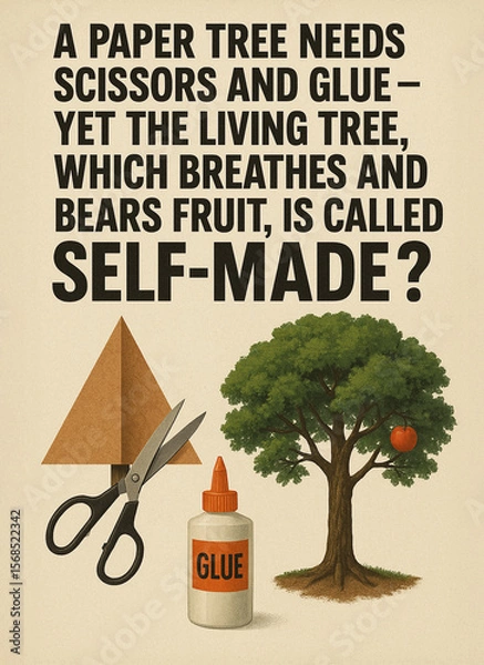 Fototapeta Sufi-Inspired Poster Asking: If Paper Birds Require Makers—Who Then Designed the Living Ones That Sing?