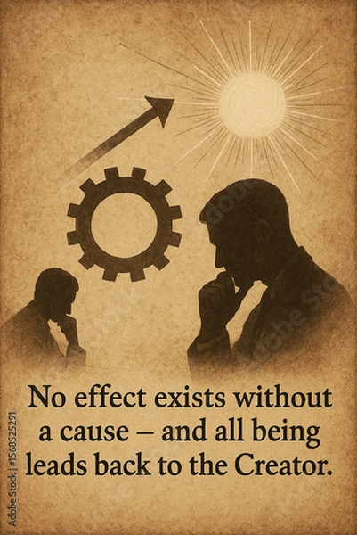 Fototapeta Sufi-Inspired Poster Declaring That the Universe Is an Effect—And Every Effect Must Have a Divine Cause