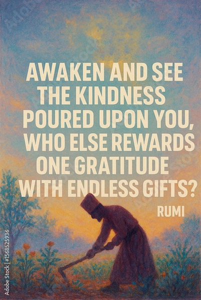 Fototapeta Sufi Poster on Gratefulness to the Creator and the Beauty of Divine Remembrance